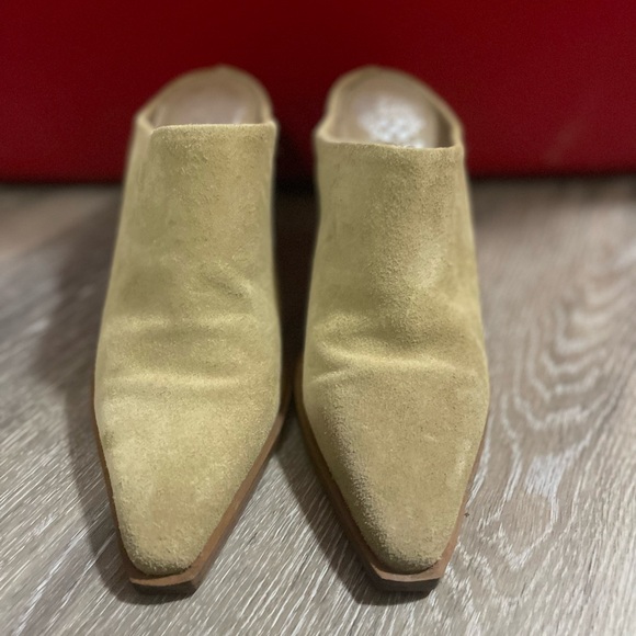Vince Camuto Shoes - Vince Camuto Suede Slip-On Mules in Pale Yellow